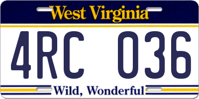 WV license plate 4RC036
