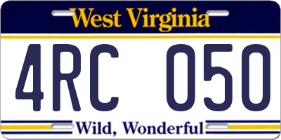 WV license plate 4RC050