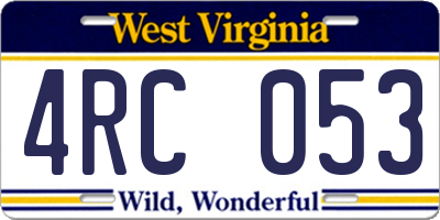 WV license plate 4RC053