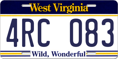 WV license plate 4RC083