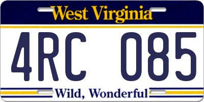 WV license plate 4RC085