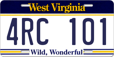 WV license plate 4RC101