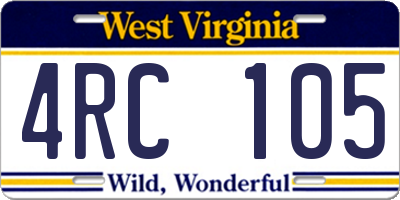 WV license plate 4RC105