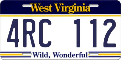 WV license plate 4RC112