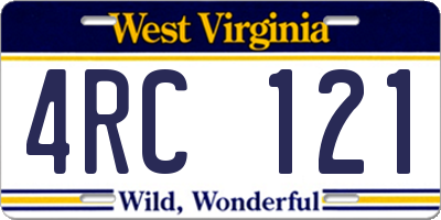 WV license plate 4RC121