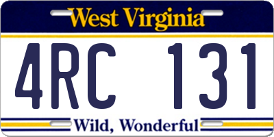 WV license plate 4RC131