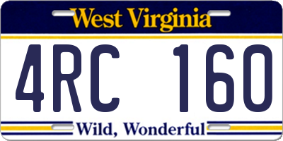 WV license plate 4RC160