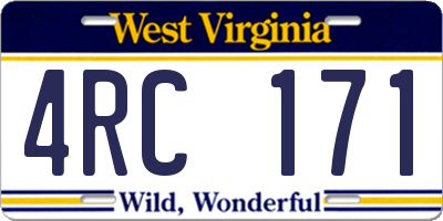 WV license plate 4RC171