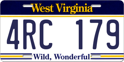 WV license plate 4RC179