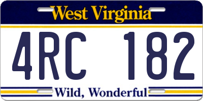 WV license plate 4RC182