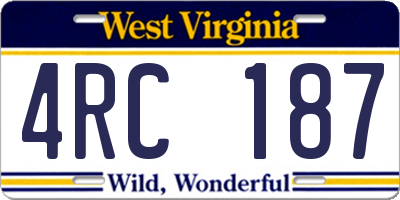 WV license plate 4RC187