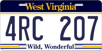 WV license plate 4RC207