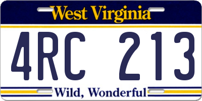 WV license plate 4RC213