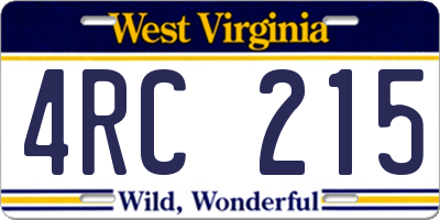 WV license plate 4RC215