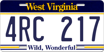 WV license plate 4RC217