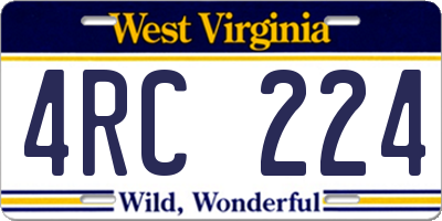 WV license plate 4RC224