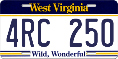 WV license plate 4RC250