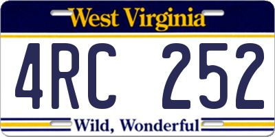 WV license plate 4RC252