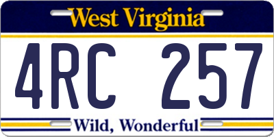 WV license plate 4RC257