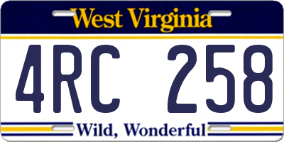WV license plate 4RC258