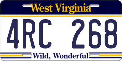 WV license plate 4RC268