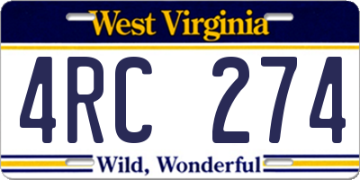 WV license plate 4RC274