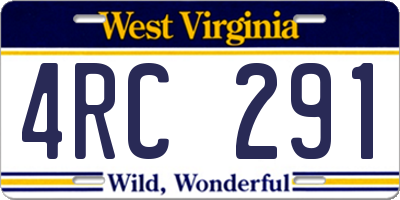 WV license plate 4RC291