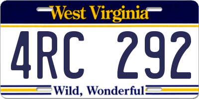 WV license plate 4RC292