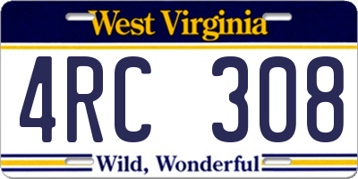 WV license plate 4RC308