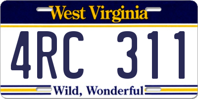 WV license plate 4RC311