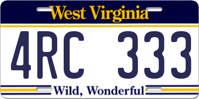 WV license plate 4RC333