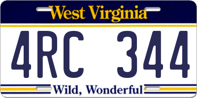 WV license plate 4RC344