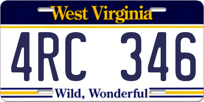 WV license plate 4RC346