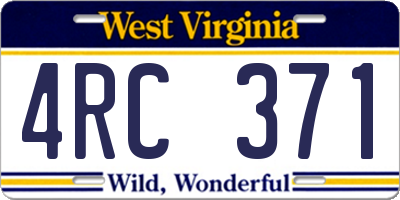WV license plate 4RC371