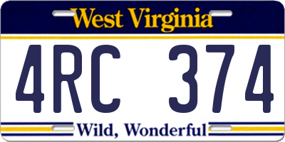 WV license plate 4RC374