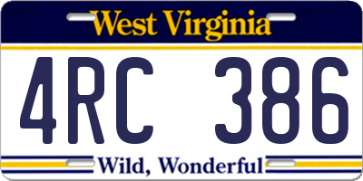 WV license plate 4RC386