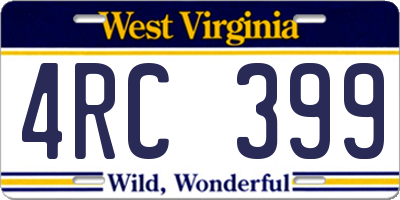 WV license plate 4RC399