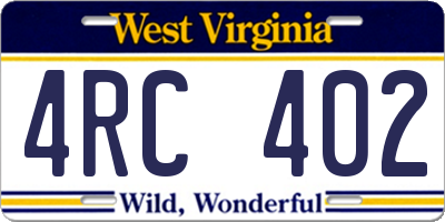 WV license plate 4RC402