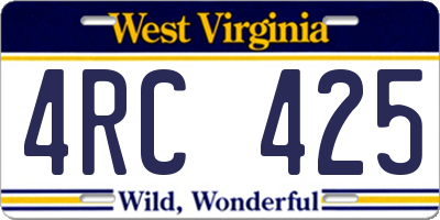 WV license plate 4RC425