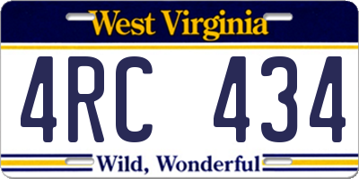 WV license plate 4RC434