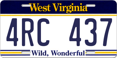 WV license plate 4RC437