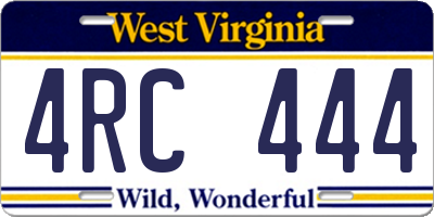 WV license plate 4RC444