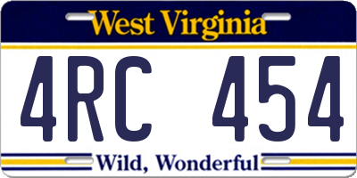 WV license plate 4RC454