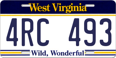 WV license plate 4RC493