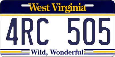 WV license plate 4RC505