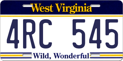 WV license plate 4RC545