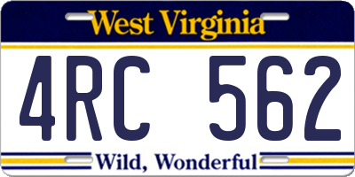 WV license plate 4RC562
