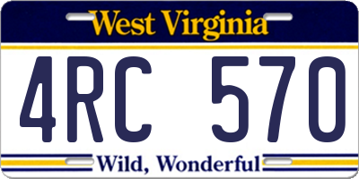 WV license plate 4RC570