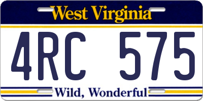 WV license plate 4RC575