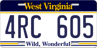 WV license plate 4RC605